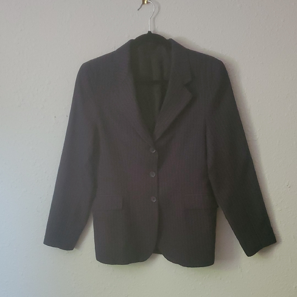 Devon Aire Black Pinstripe Show Coat